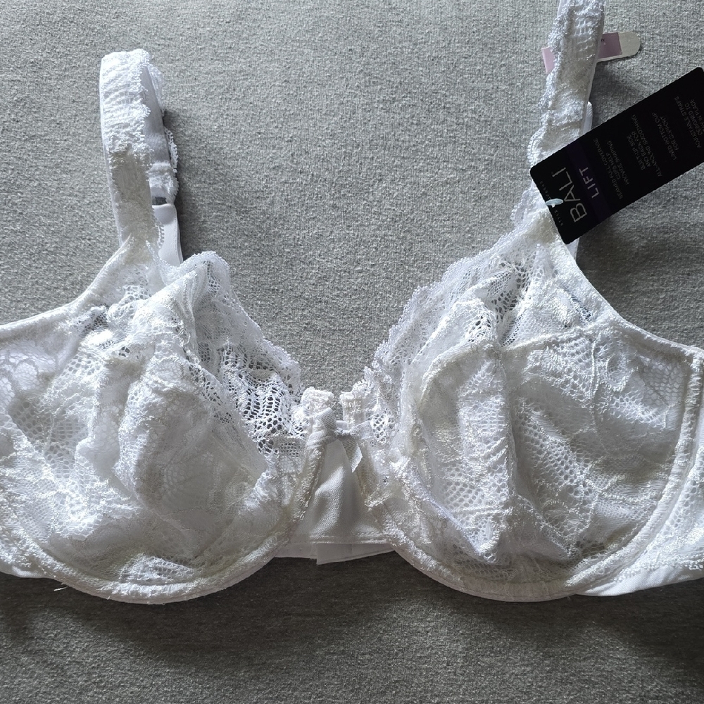 Bali White Lace Underwire Bra with Floral Embroidery